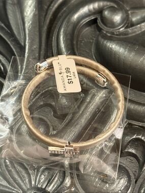 Amanda Blu Vegan Leather Wrap Bracelet with Silver CZ Crystal Cross